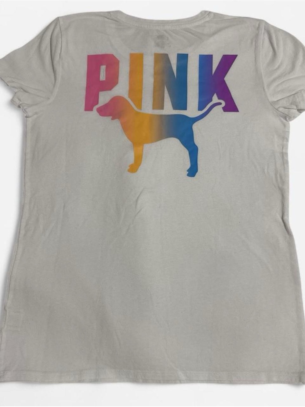 Victoria's Secret PINK Gradient Dog Logo Tee - White